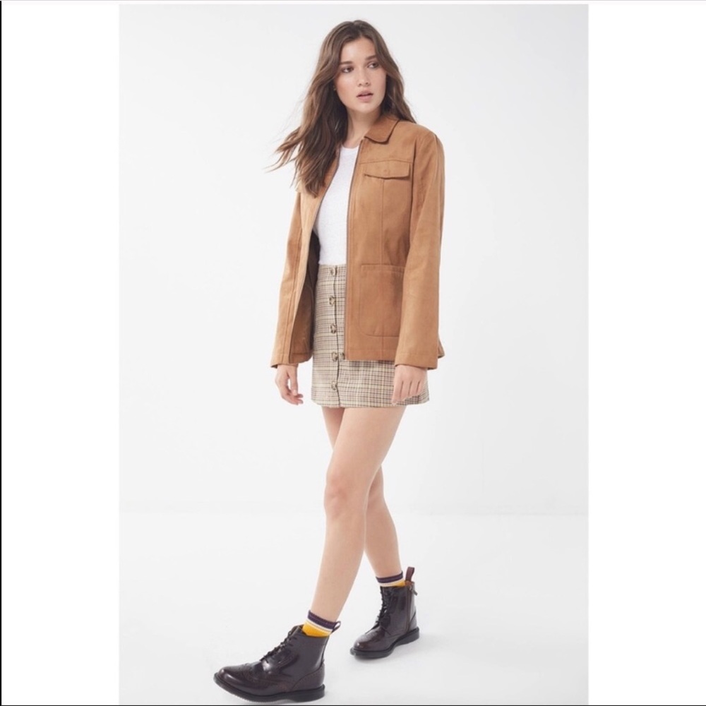 Urban Outfitters UO Faux Suede Belted Safari Jacket